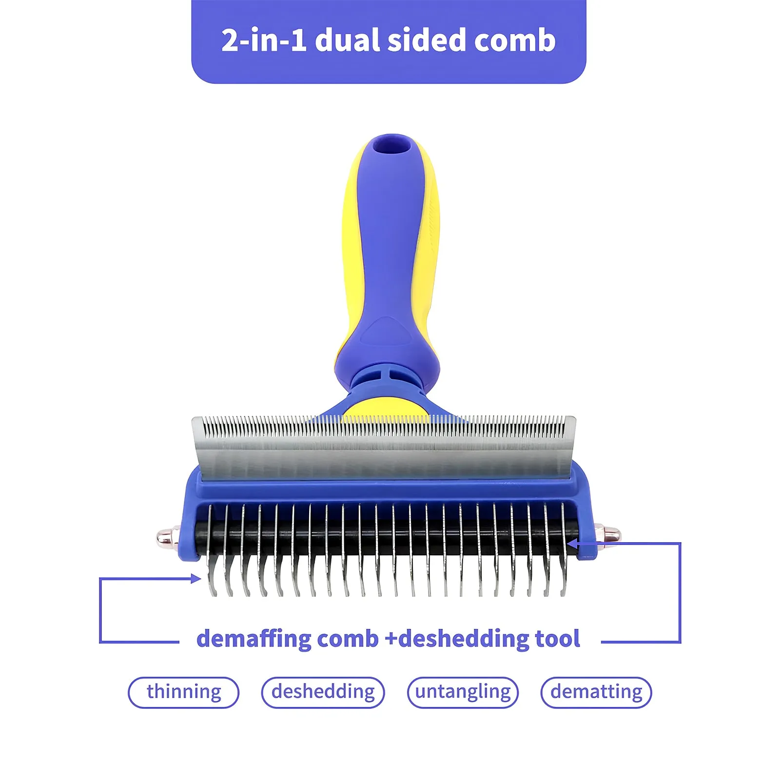 2 in 1 Dematting Comb & Undercoat Rake