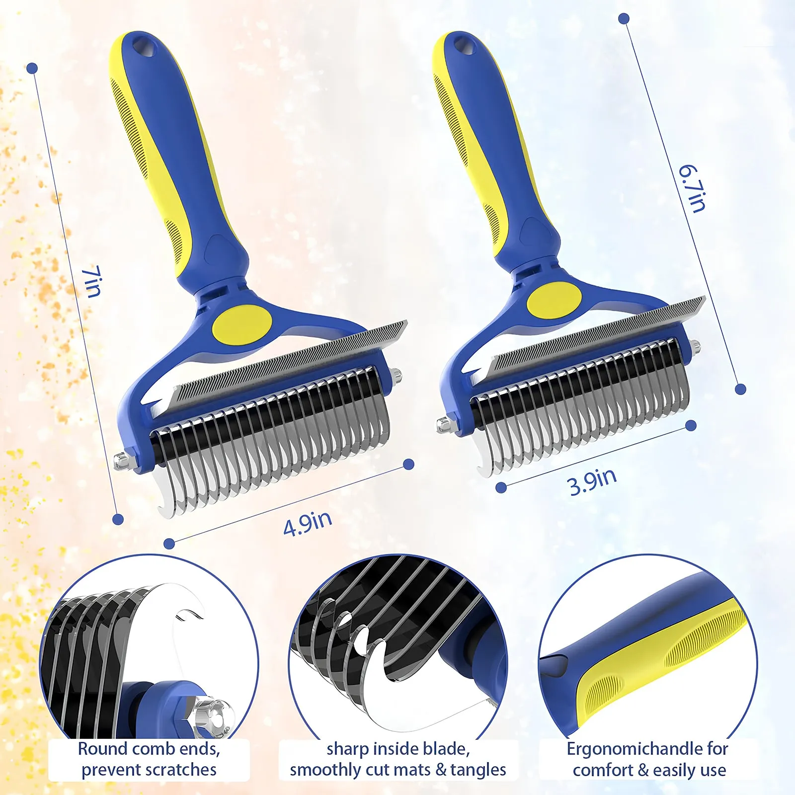 2 in 1 Dematting Comb & Undercoat Rake