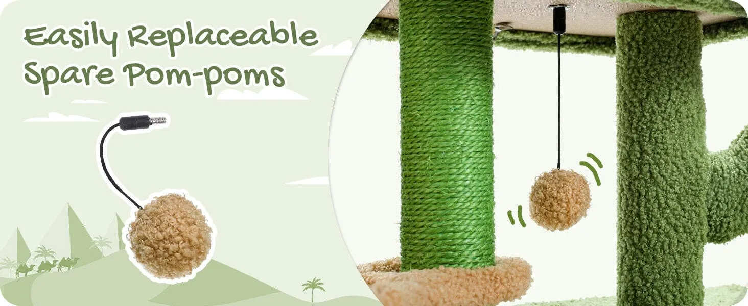 35.4" Cactus Cat Scratching Tree with Condo