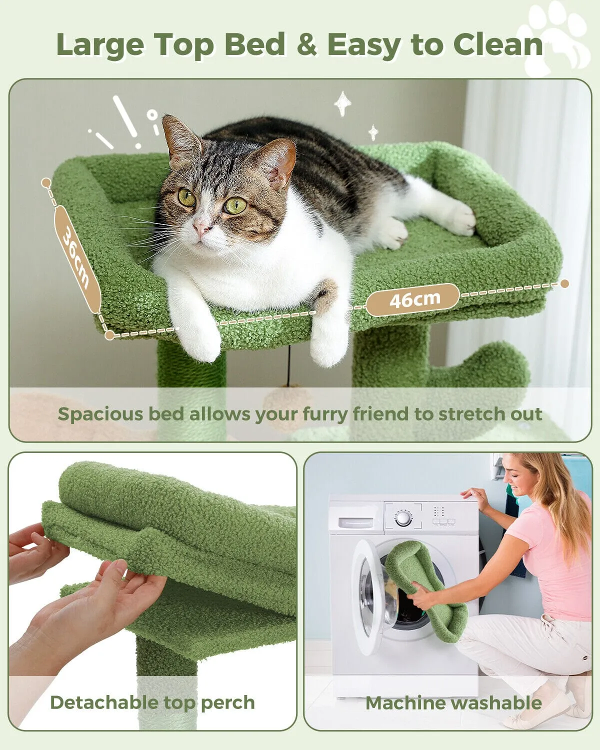 35.4" Cactus Cat Scratching Tree with Condo