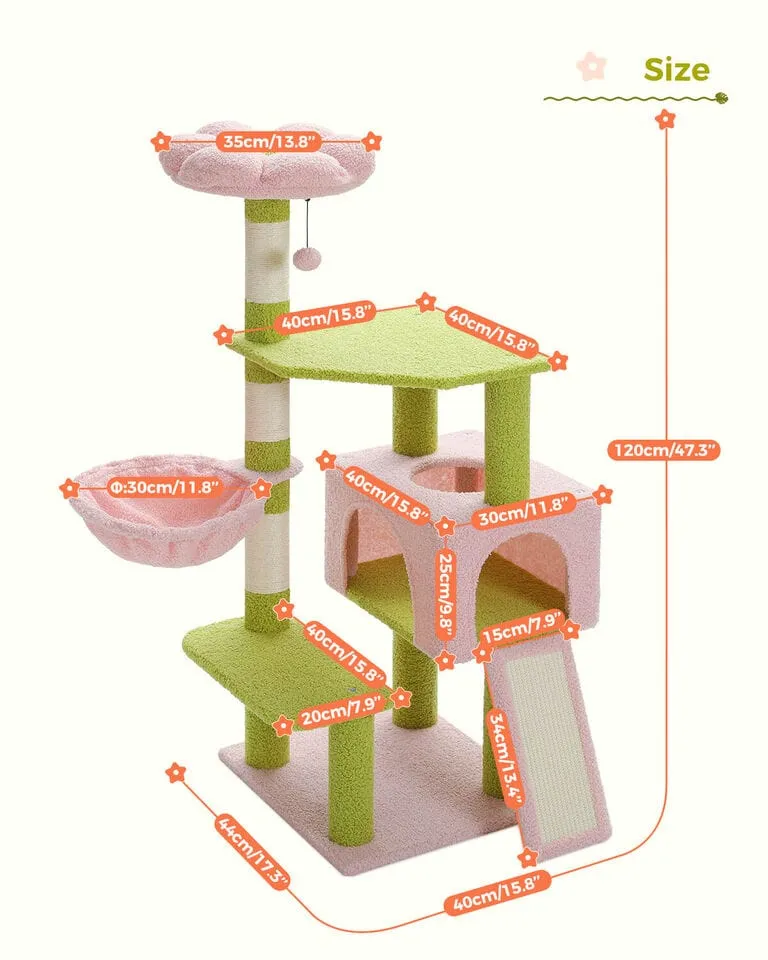 47.2" Flower Top Cat Tree Condo