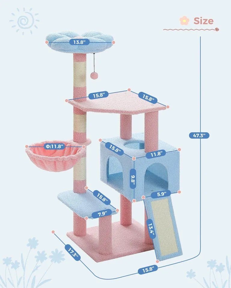 47.2" Flower Top Cat Tree Condo
