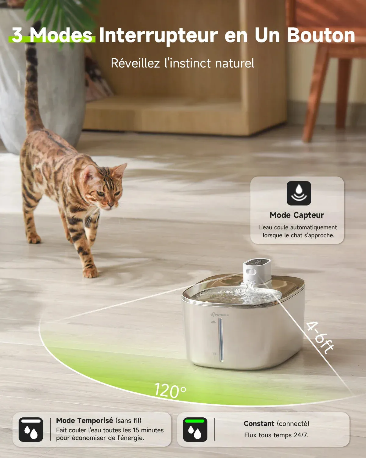 4L Wireless Cat Water Fountain with Auto Sensor