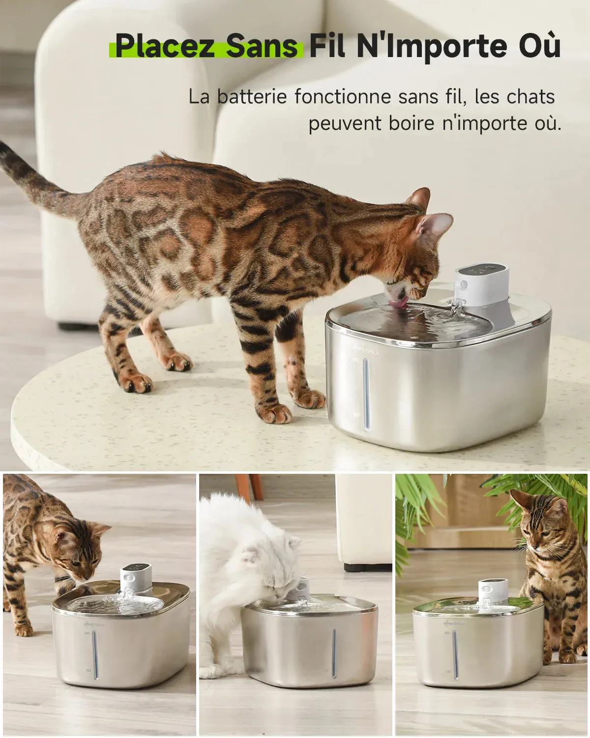 4L Wireless Cat Water Fountain with Auto Sensor