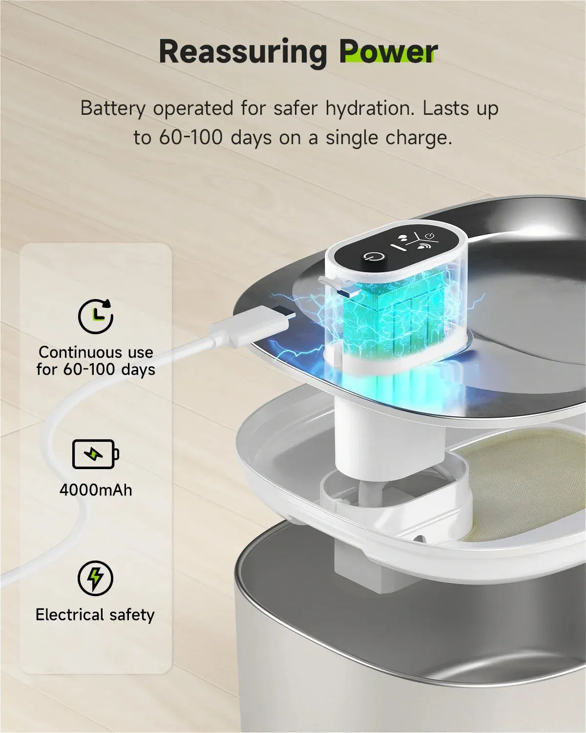 4L Wireless Cat Water Fountain with Auto Sensor