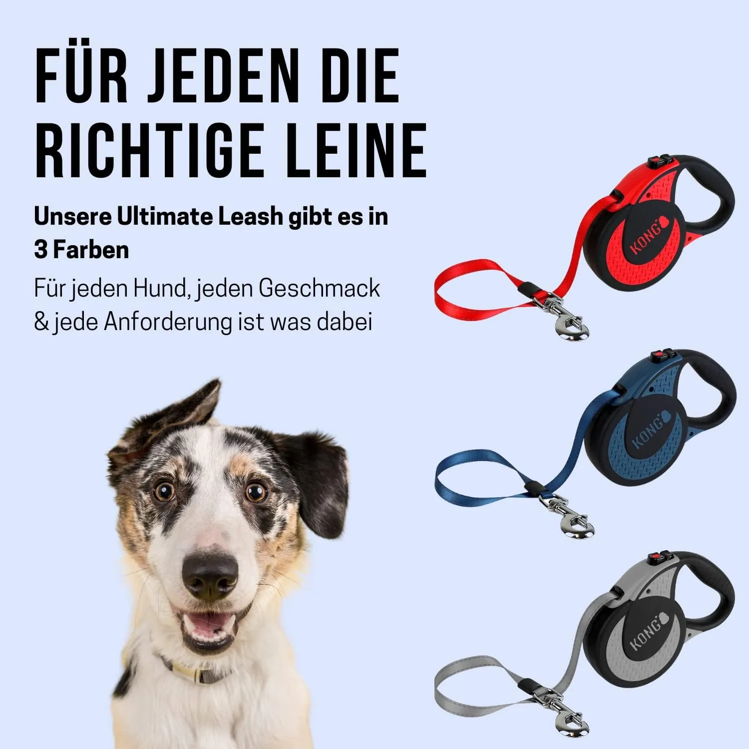 Alcott Kong Ultimate Retractable Dog Leash, Extra Large, Blue, 16' Long