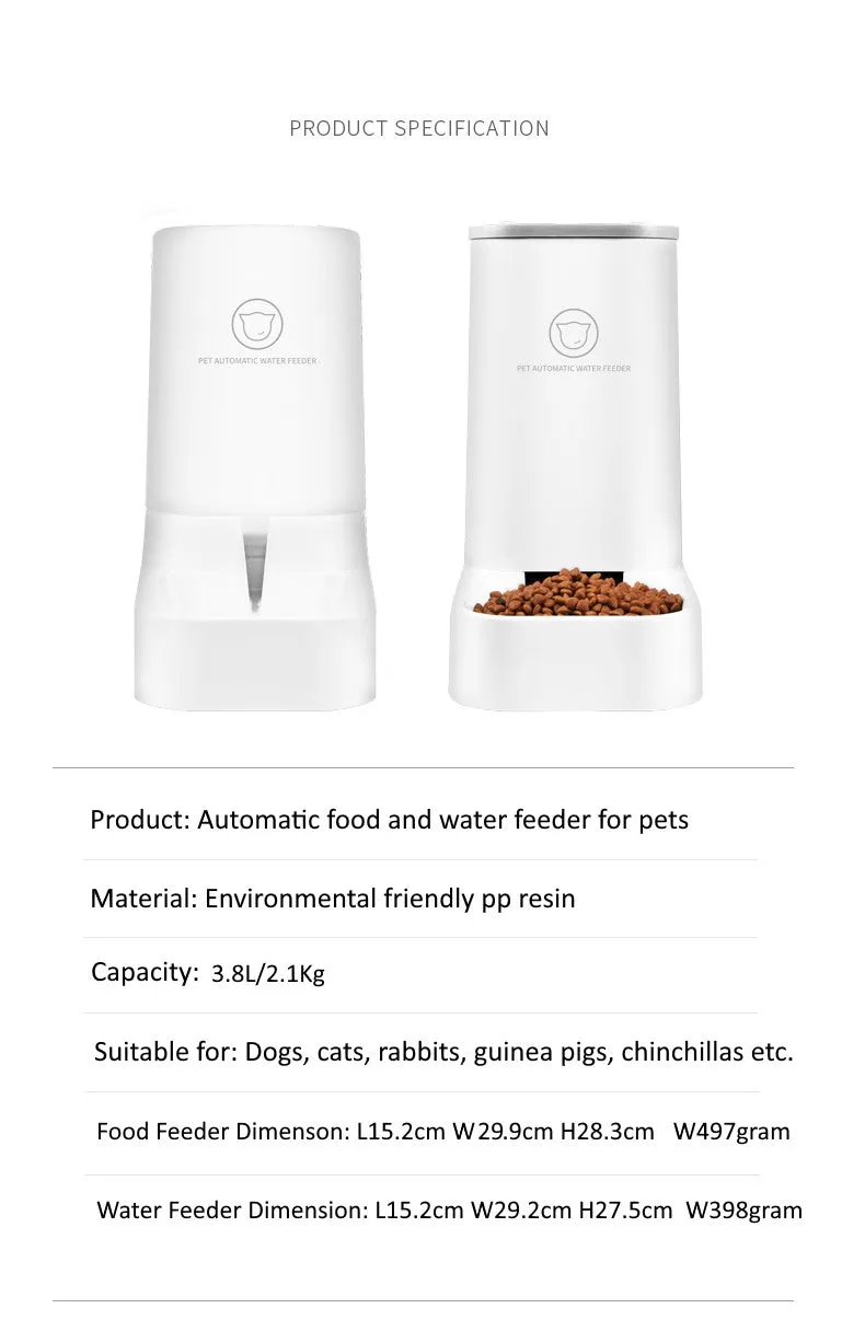 Automatic Food and Water Feeder Set for Pets