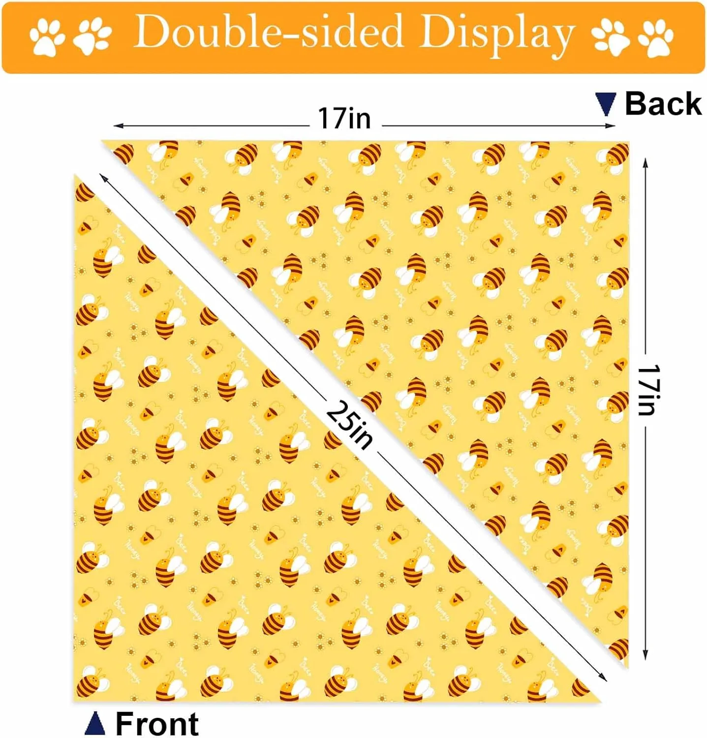Bee Dog Bandanas, Yellow Floral Honeybee Dog Scarf, Accessories for Medium Large Dogs