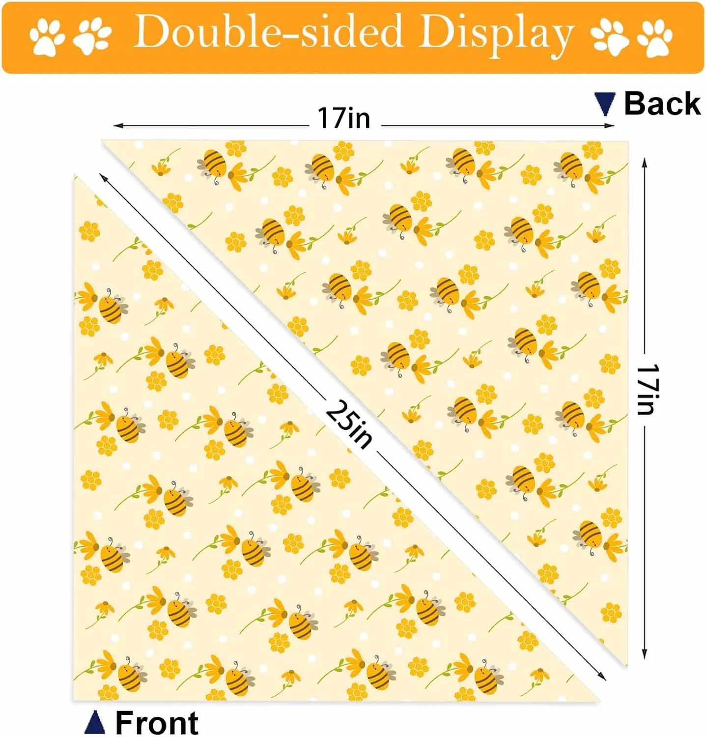 Bee Dog Bandanas, Yellow Floral Honeybee Dog Scarf, Accessories for Medium Large Dogs