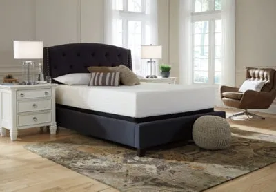 Chime 12 Inch Memory Foam Queen Mattress in a Box with Head-Foot Model-Good Queen Adjustable Base