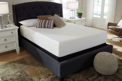 Chime 12 Inch Memory Foam Queen Mattress in a Box with Head-Foot Model-Good Queen Adjustable Base