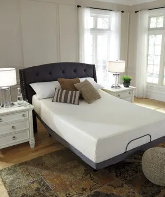 Chime 12 Inch Memory Foam Queen Mattress in a Box with Head-Foot Model-Good Queen Adjustable Base