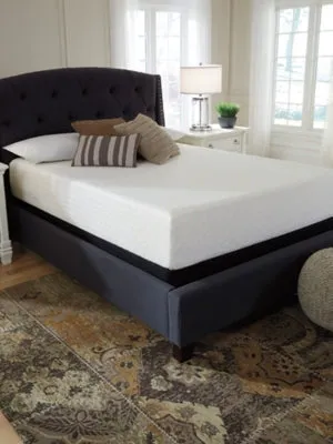 Chime 12 Inch Memory Foam Queen Mattress in a Box with Head-Foot Model-Good Queen Adjustable Base
