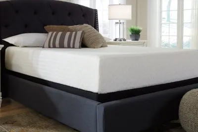 Chime 12 Inch Memory Foam Queen Mattress in a Box with Head-Foot Model-Good Queen Adjustable Base