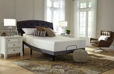 Chime 12 Inch Memory Foam Queen Mattress in a Box with Head-Foot Model-Good Queen Adjustable Base