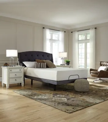 Chime 12 Inch Memory Foam Queen Mattress in a Box with Head-Foot Model-Good Queen Adjustable Base