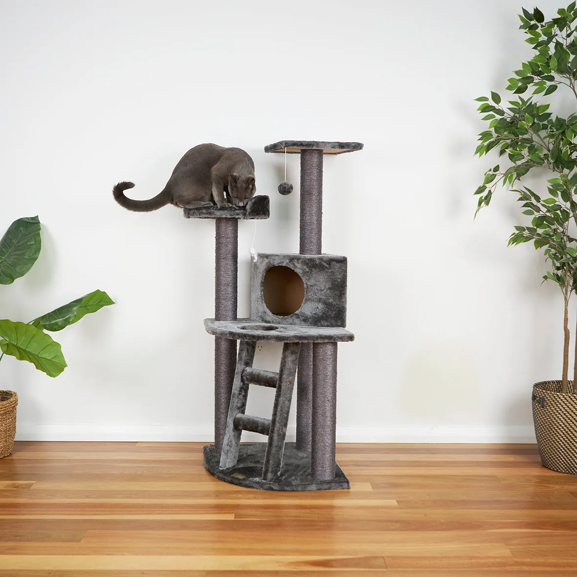 Corner 3 Level Cat Playground - Charcoal