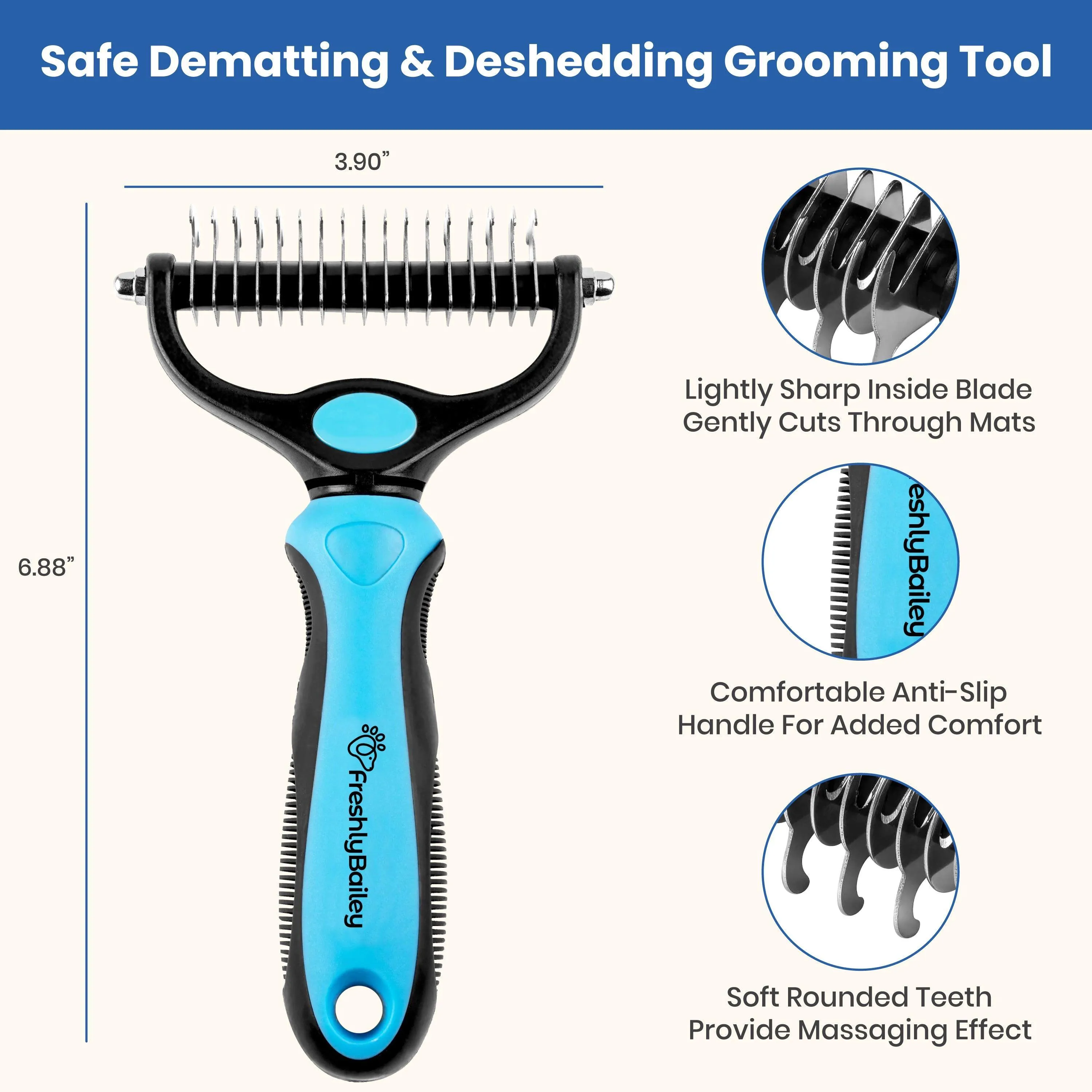 Dematting & Deshedding Brush For Cats & Dogs