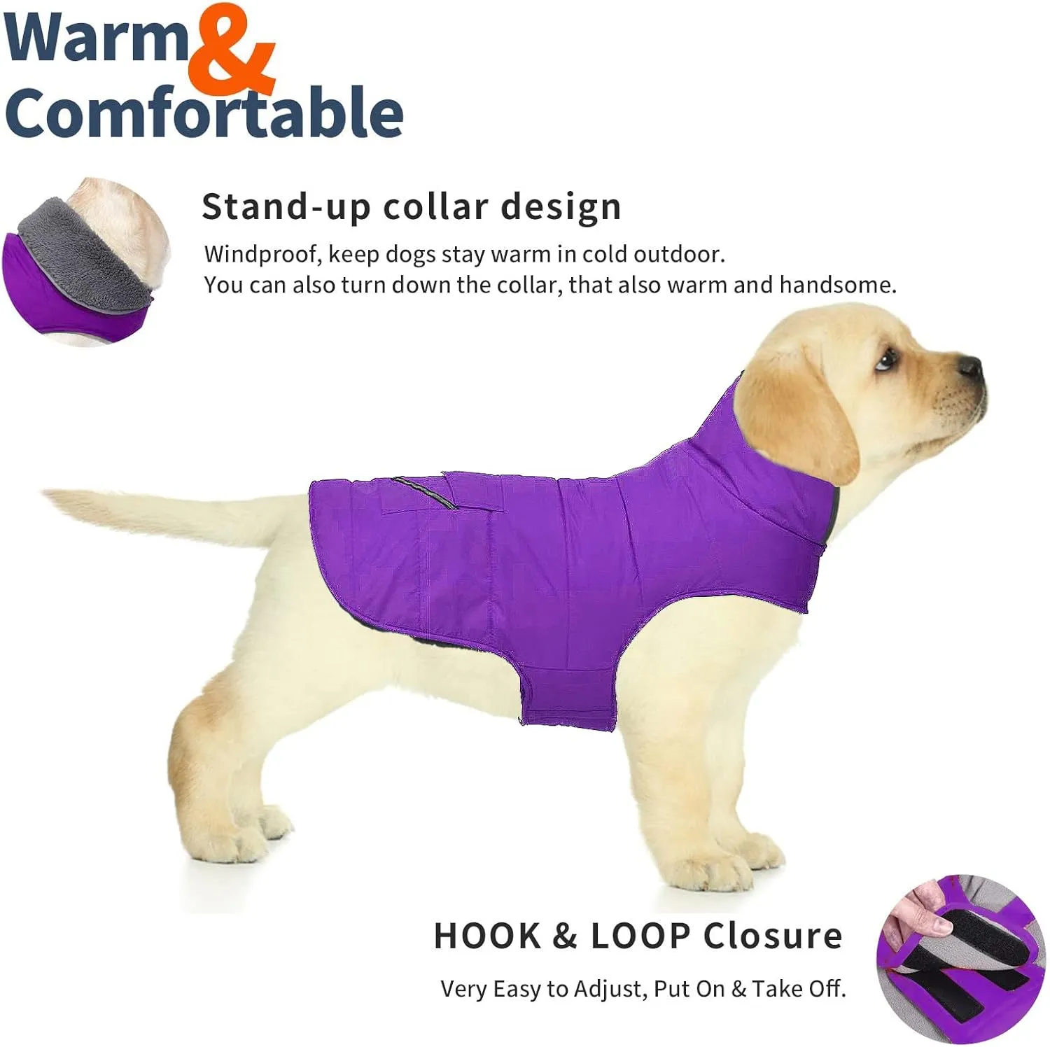 Dog Coat - Waterproof Winter Jacket with Pocket, Reflective Adjustable Snow Vest, Warm Cozy Fleece Sweater for Small to Extra Large Dogs - Purple, XS