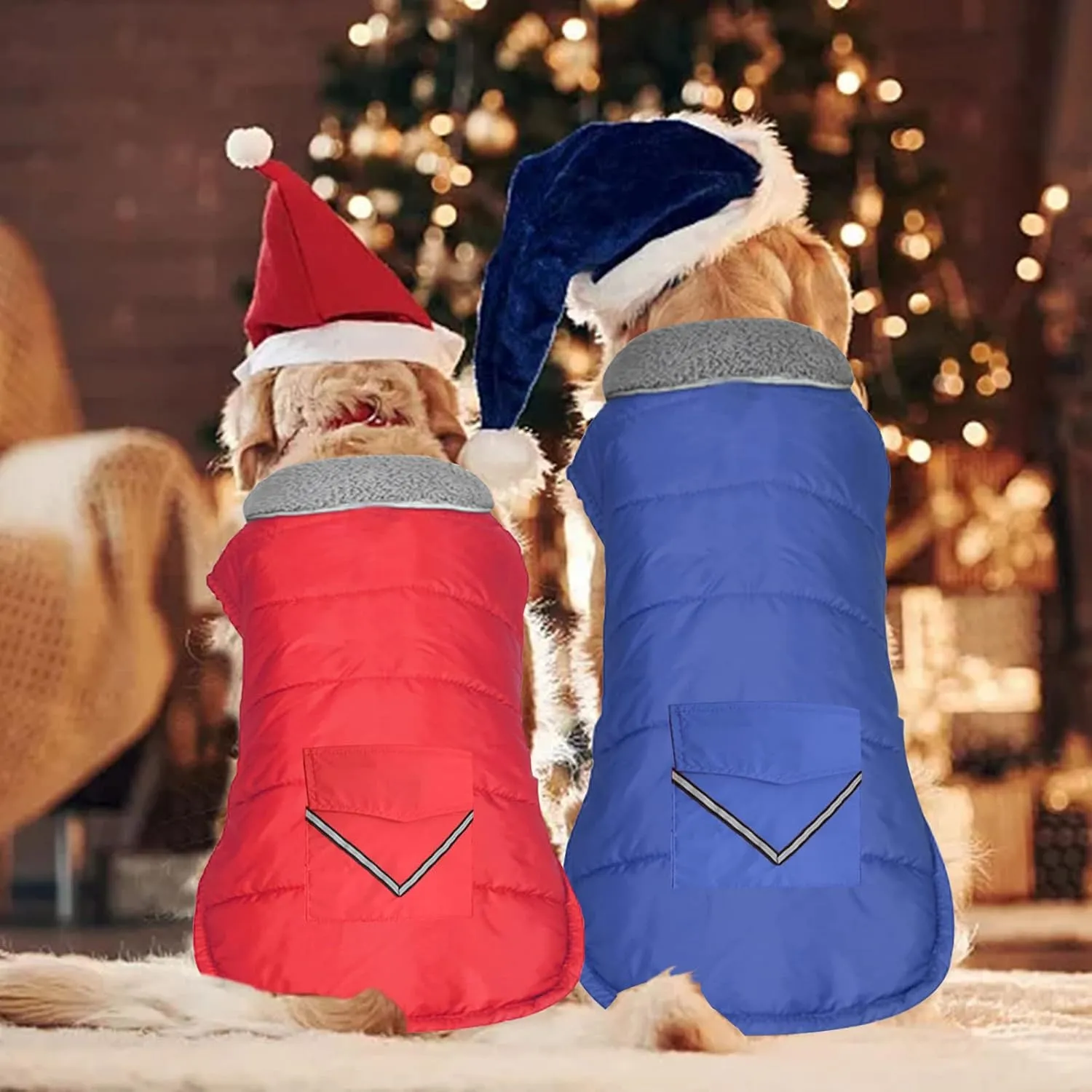 Dog Coat - Waterproof Winter Jacket with Pocket, Reflective Adjustable Snow Vest, Warm Cozy Fleece Sweater for Small to Extra Large Dogs - Purple, XS