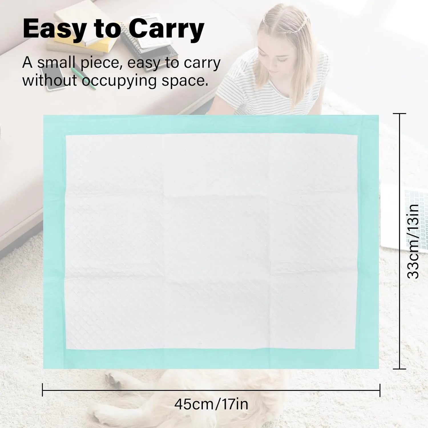 Dog Puppy Pee Pads for Potty Training, Disposable Pet Pee Pads with Super Absorbent and Leak Proof, Soft Safety Underpads with Quick Dry for Baby and Incontinence -Green(17"x13",25 Count)