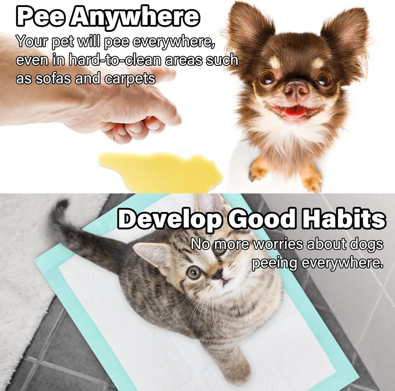 Dog Puppy Pee Pads for Potty Training, Disposable Pet Pee Pads with Super Absorbent and Leak Proof, Soft Safety Underpads with Quick Dry for Baby and Incontinence -Green(17"x13",25 Count)