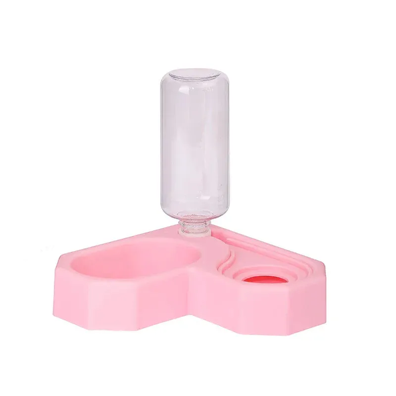 Double Dog and Cat Bowls with Automatic Water Bottle