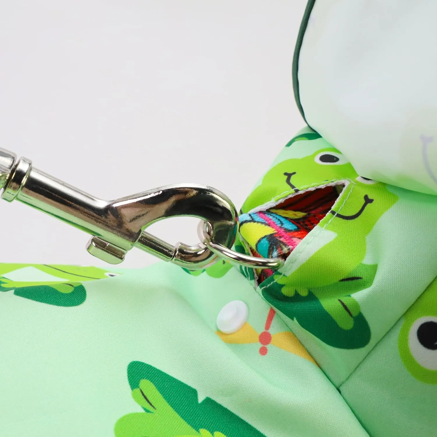 Fitwarm Funny Frog Dog Raincoat with Hood, Waterproof Rain Jacket for Small Dogs Boy Girl, Reflective Pet Poncho with Harness Hole, Packable, Adjustable, Green, Large