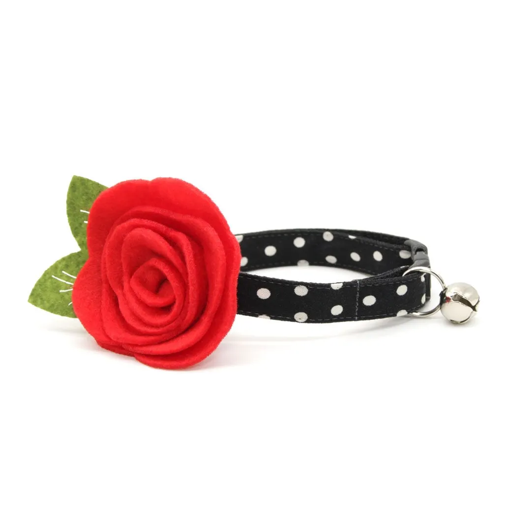 Glow In The Dark Cat Collar - "Polka Dot - Black" - Night Visibility Black Cat Collar / Breakaway Buckle or Non-Breakaway / Cat, Kitten   Small Dog Sizes