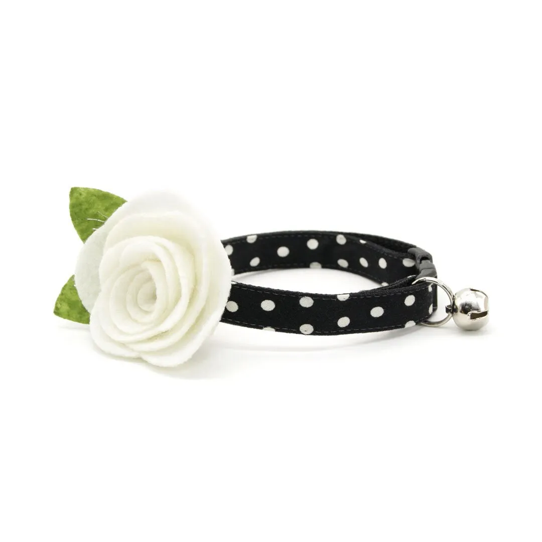Glow In The Dark Cat Collar - "Polka Dot - Black" - Night Visibility Black Cat Collar / Breakaway Buckle or Non-Breakaway / Cat, Kitten   Small Dog Sizes