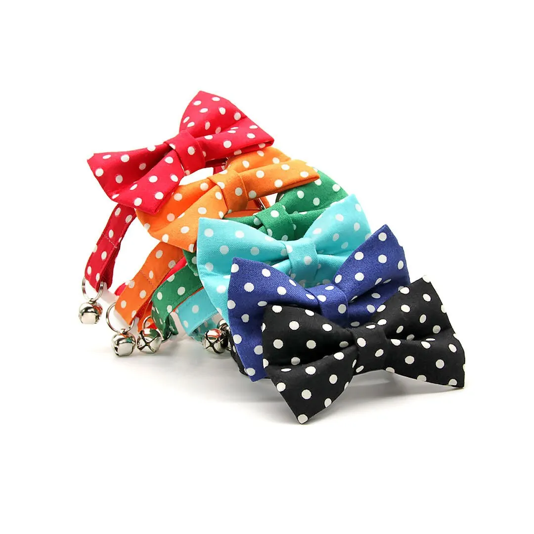 Glow In The Dark Cat Collar - "Polka Dot - Black" - Night Visibility Black Cat Collar / Breakaway Buckle or Non-Breakaway / Cat, Kitten   Small Dog Sizes