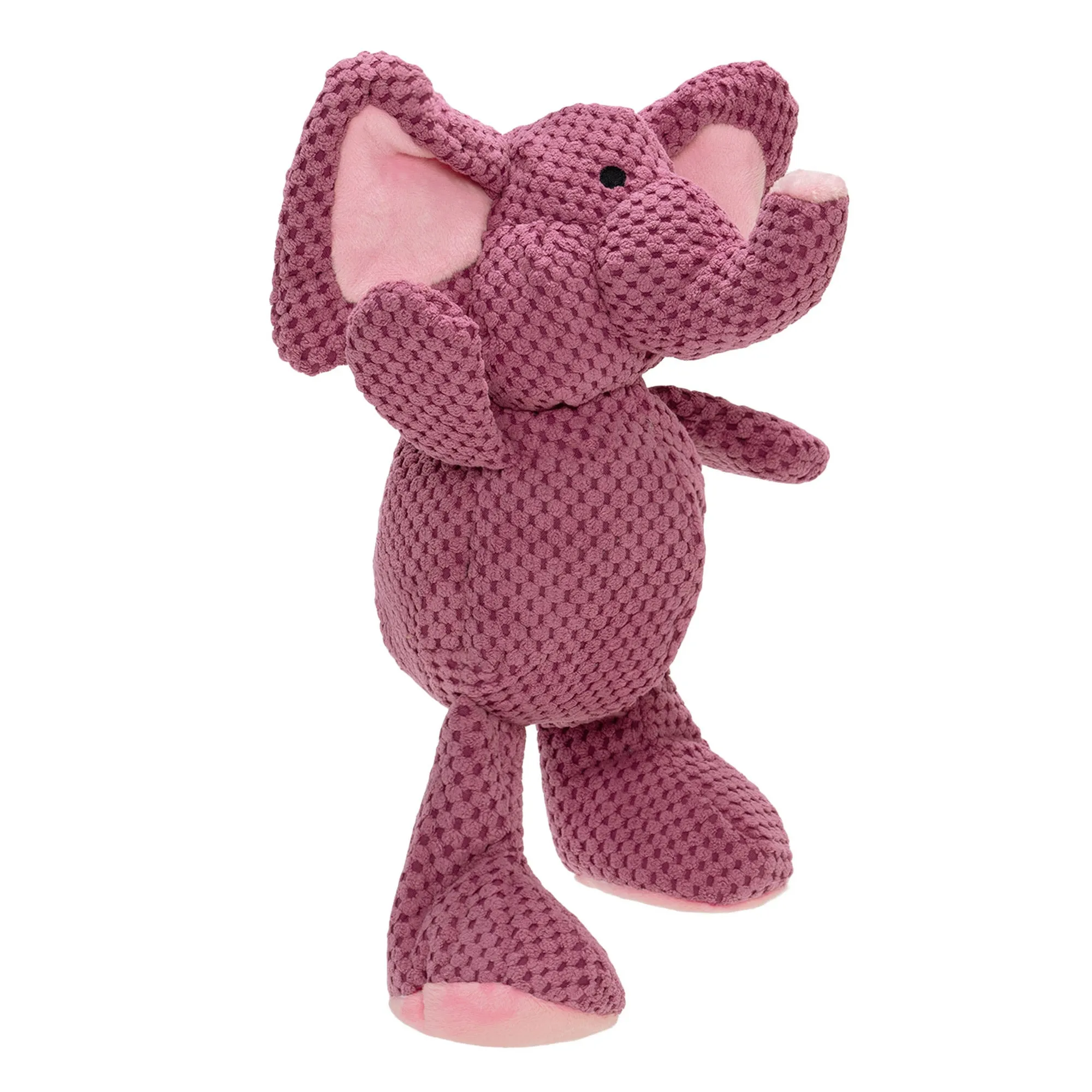 goDog - Checkers Elephant Squeaky Plush Dog Toys with Chew Guard Technology