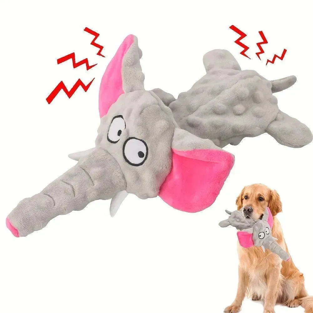 Interactive Elephant Plush Toy for Dogs - Durable Chew & Squeaker