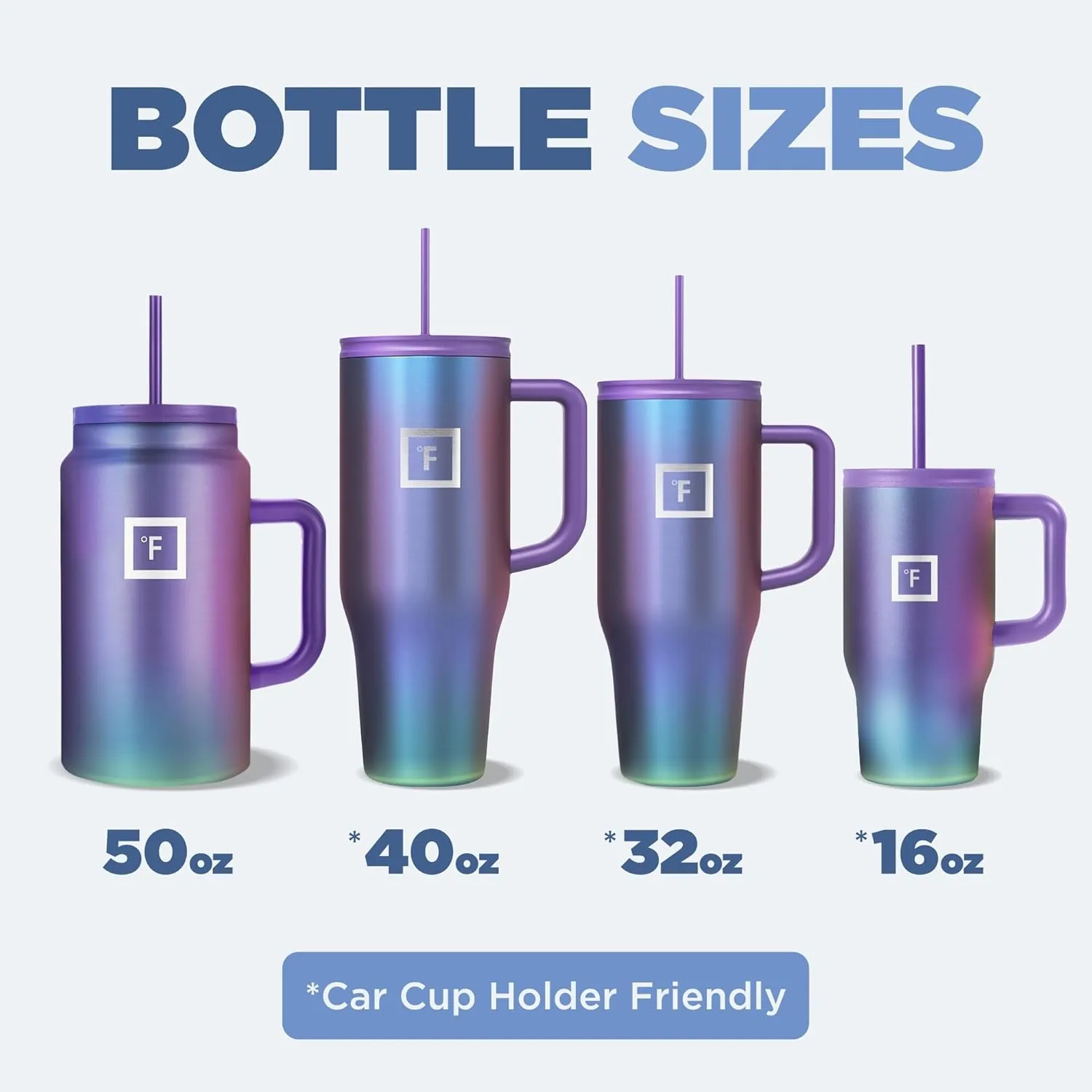IRON FLASK Co-Pilot Insulated Mug w/Straw & Flip Cap Lids - Cup Holder Bottle for Hot, Cold Drink - Leak-Proof - Water, Coffee Portable Travel Mug - Aurora, 40 Oz