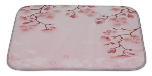 Japanese Cherry Blossom Bath Mat, Microfiber, Foam With Non Skid Backing, 34"x21", GN16910