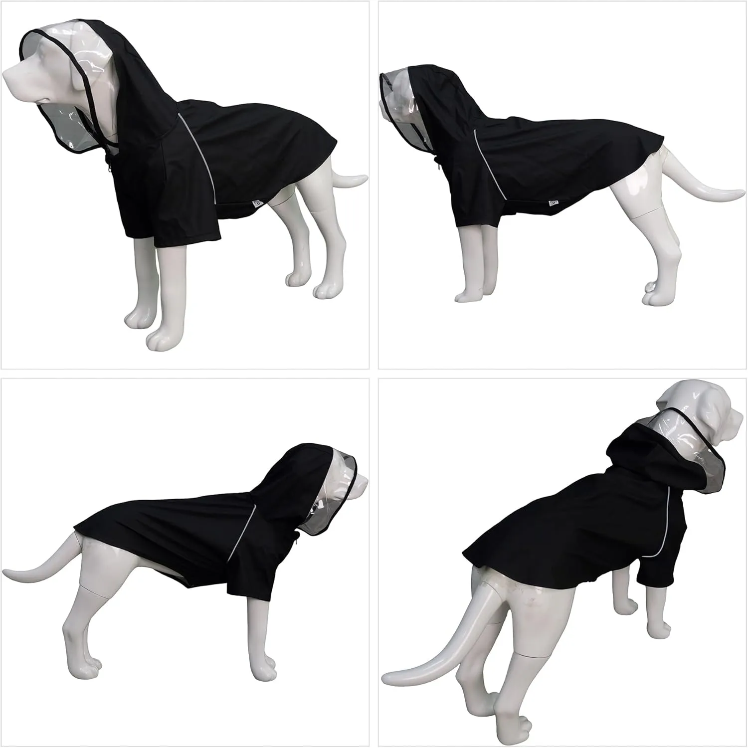LoveLonglong Premium Waterproof Dog Raincoat with Reflective Safety Features Pet Raincoats for Large Medium Small Dogs Black XL