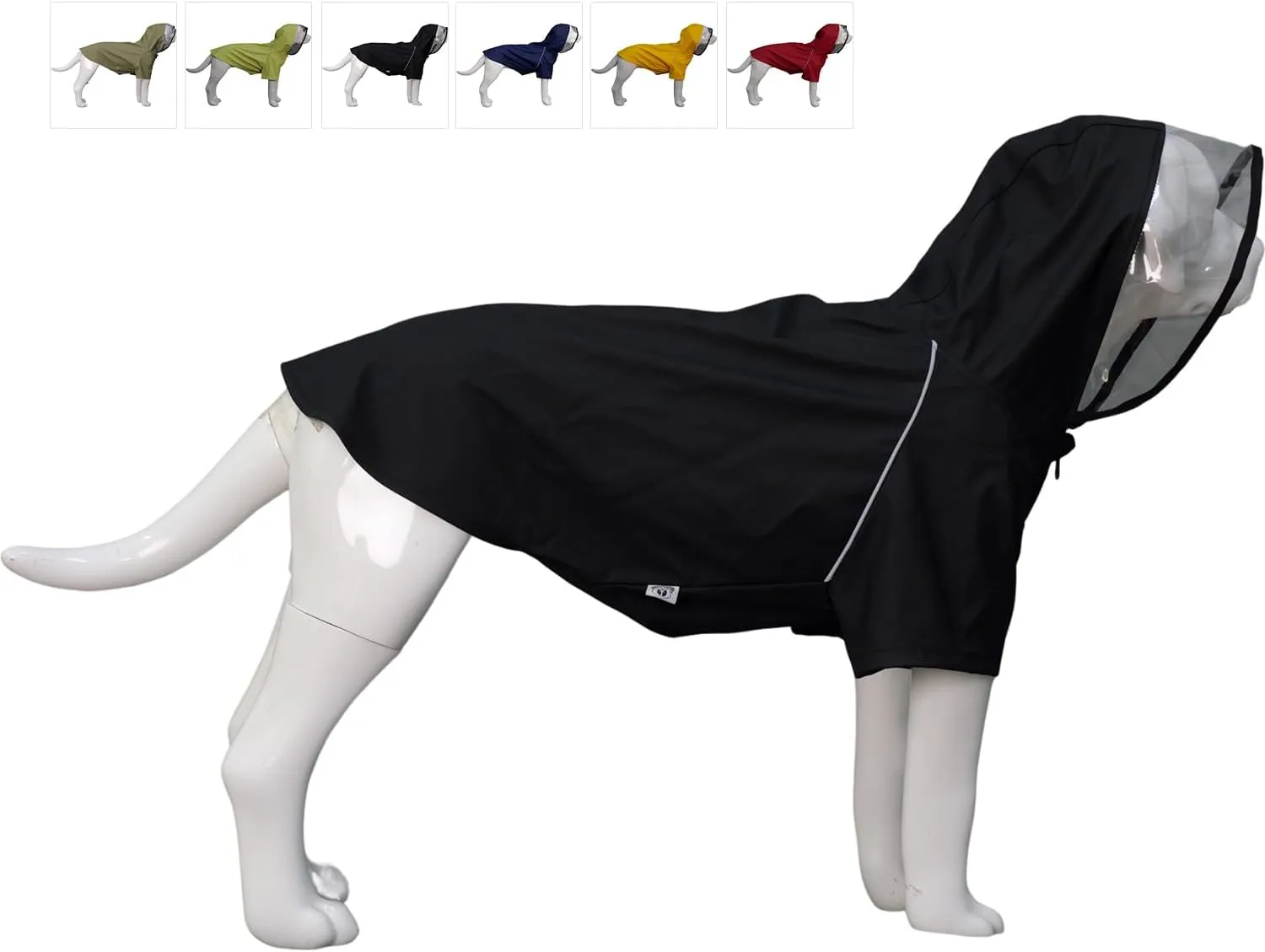 LoveLonglong Premium Waterproof Dog Raincoat with Reflective Safety Features Pet Raincoats for Large Medium Small Dogs Black XL