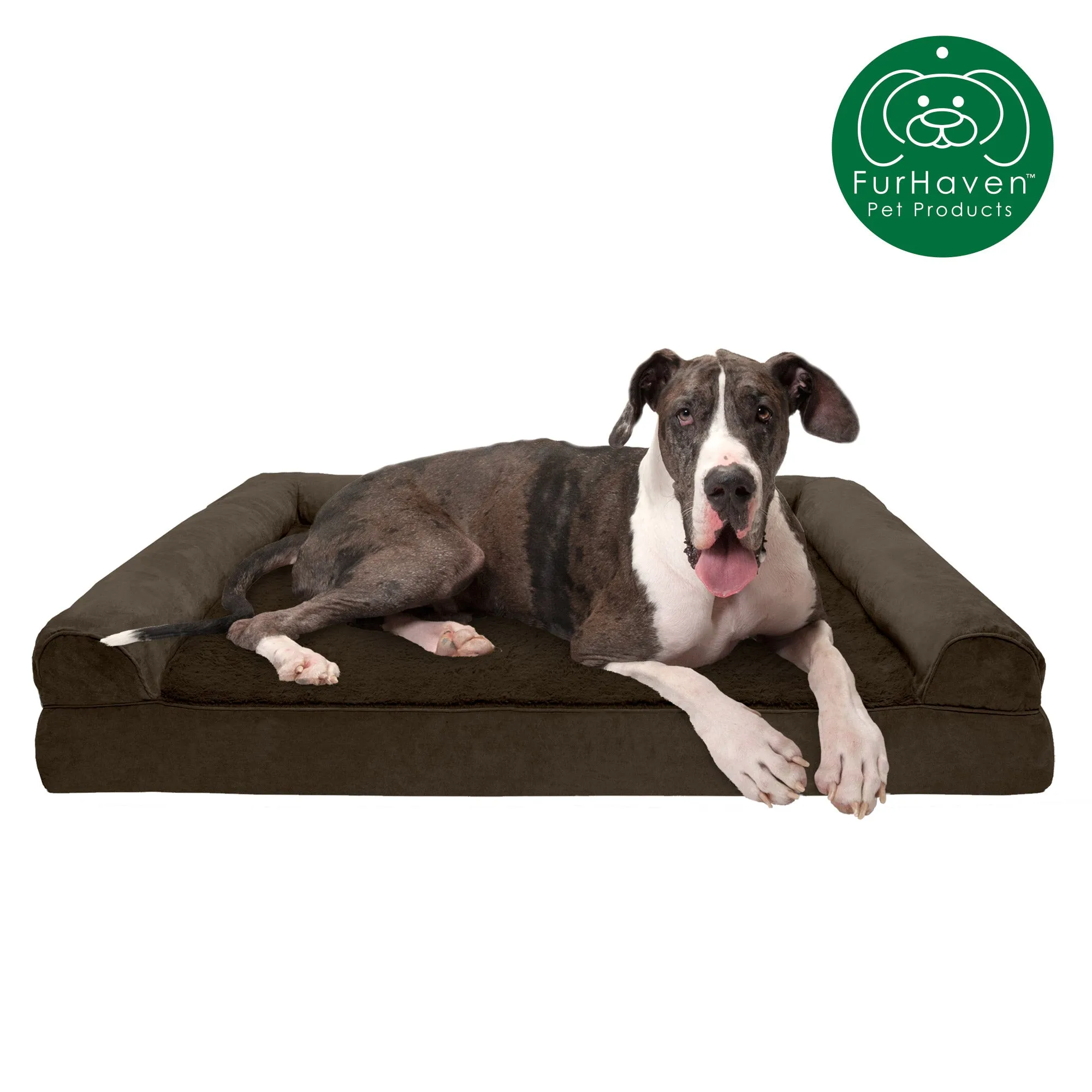 Memory Foam Plush & Suede Couch Pet Bed