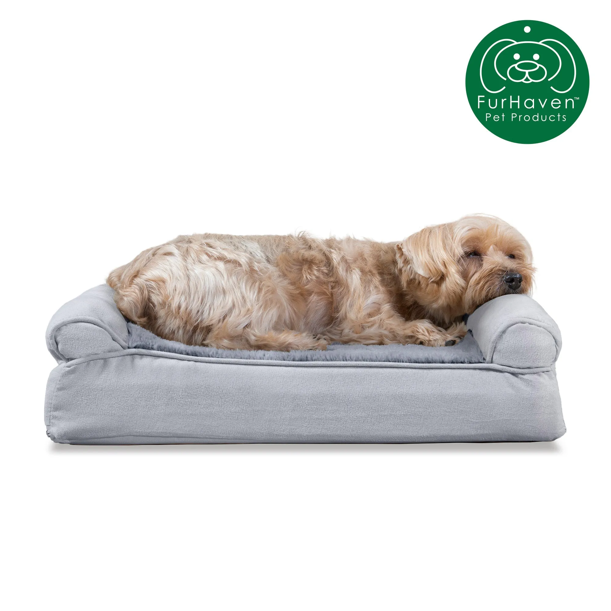 Memory Foam Plush & Suede Couch Pet Bed