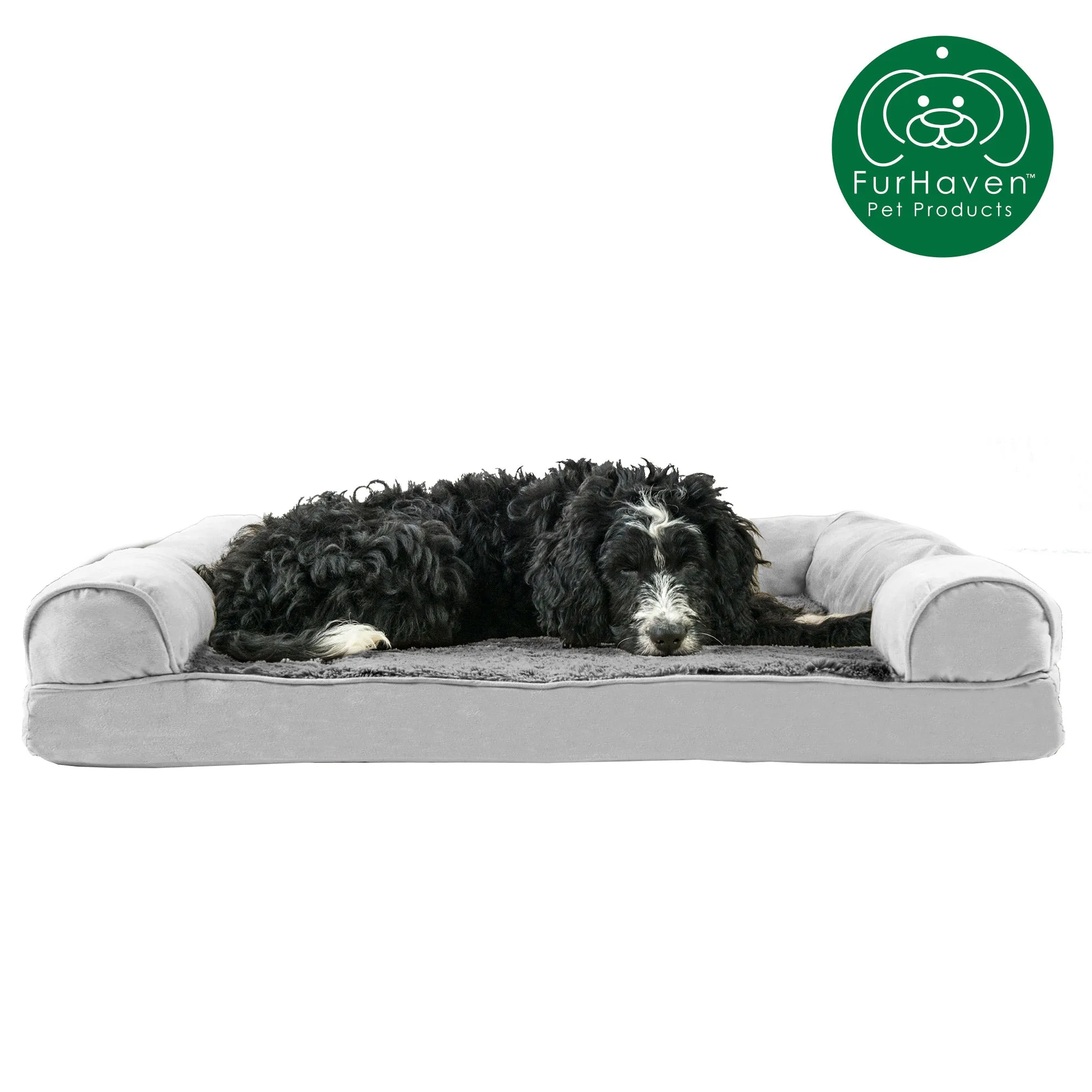 Memory Foam Plush & Suede Couch Pet Bed