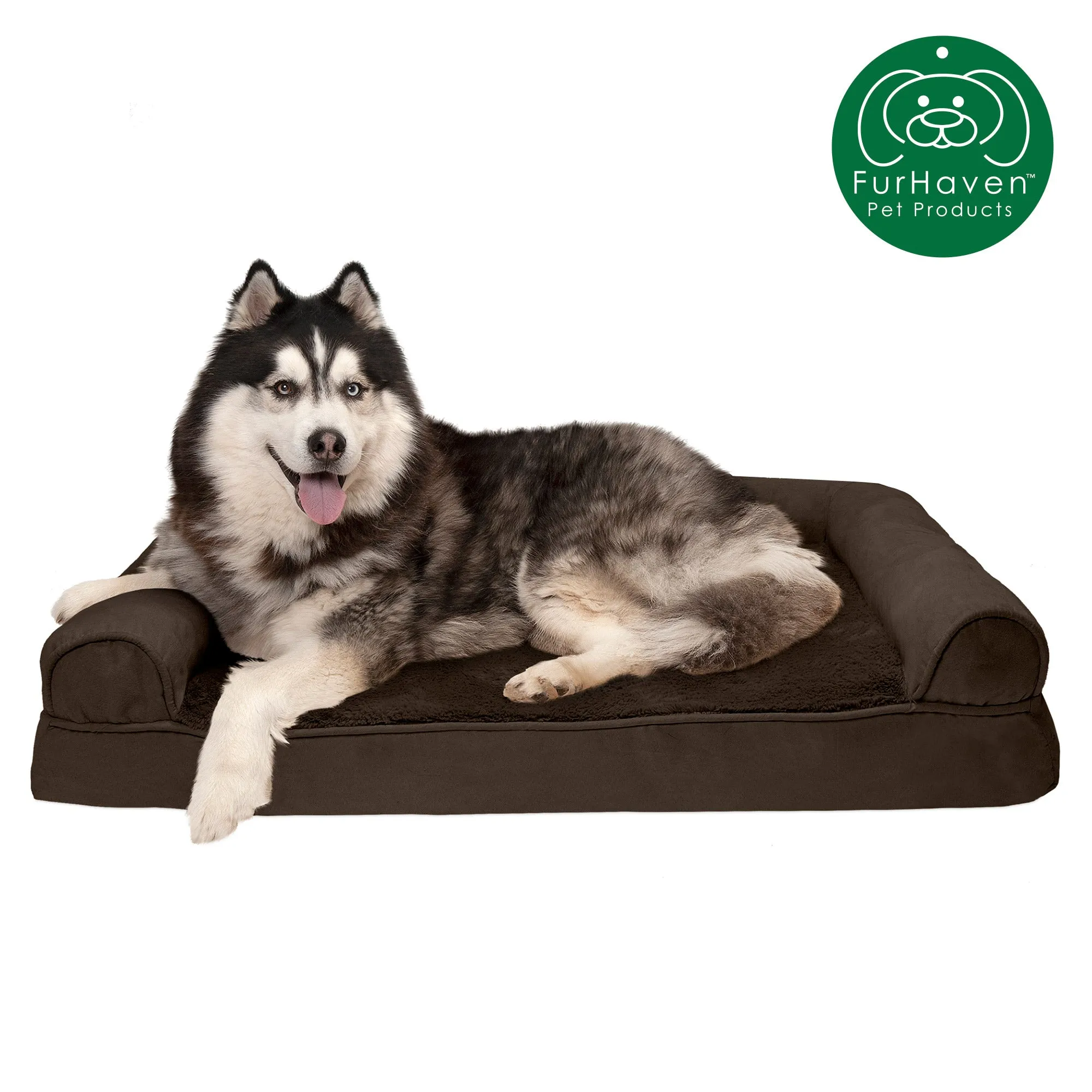 Memory Foam Plush & Suede Couch Pet Bed