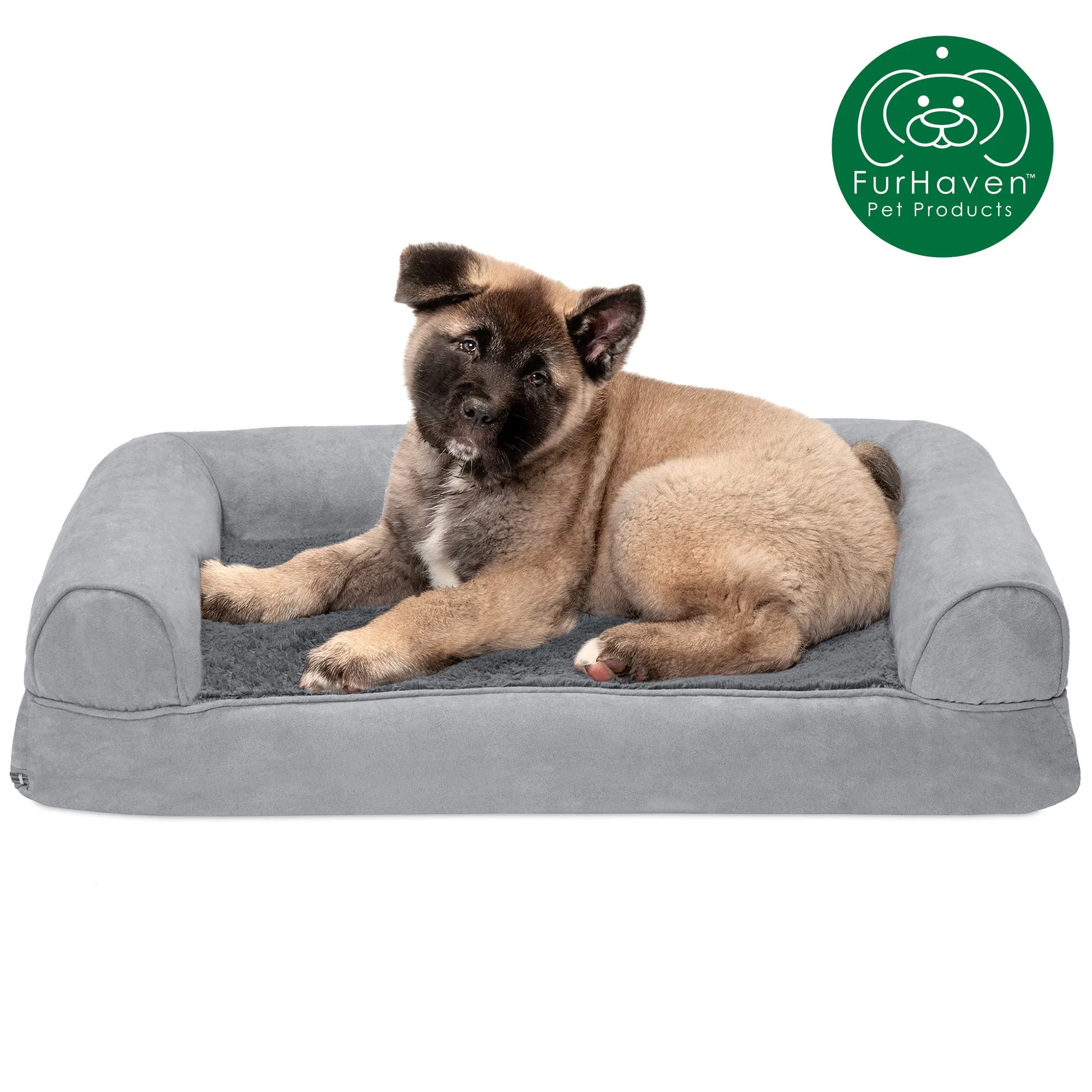 Memory Foam Plush & Suede Couch Pet Bed