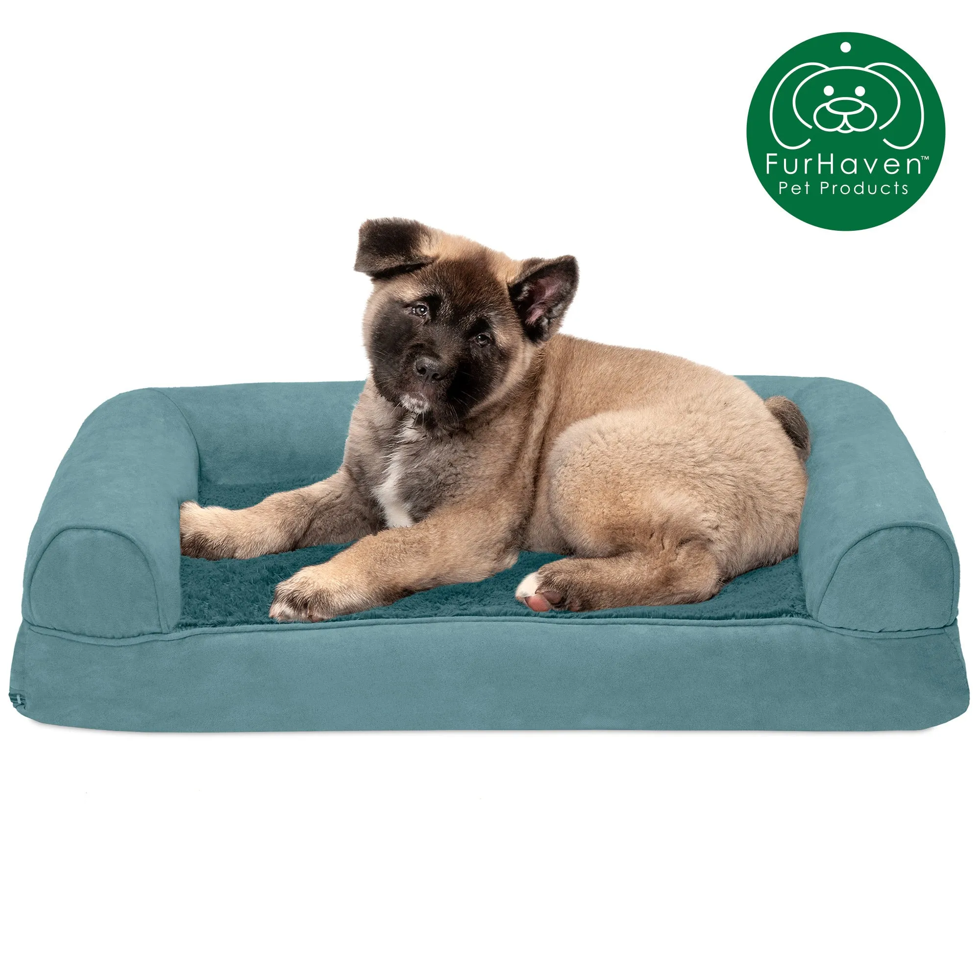 Memory Foam Plush & Suede Couch Pet Bed