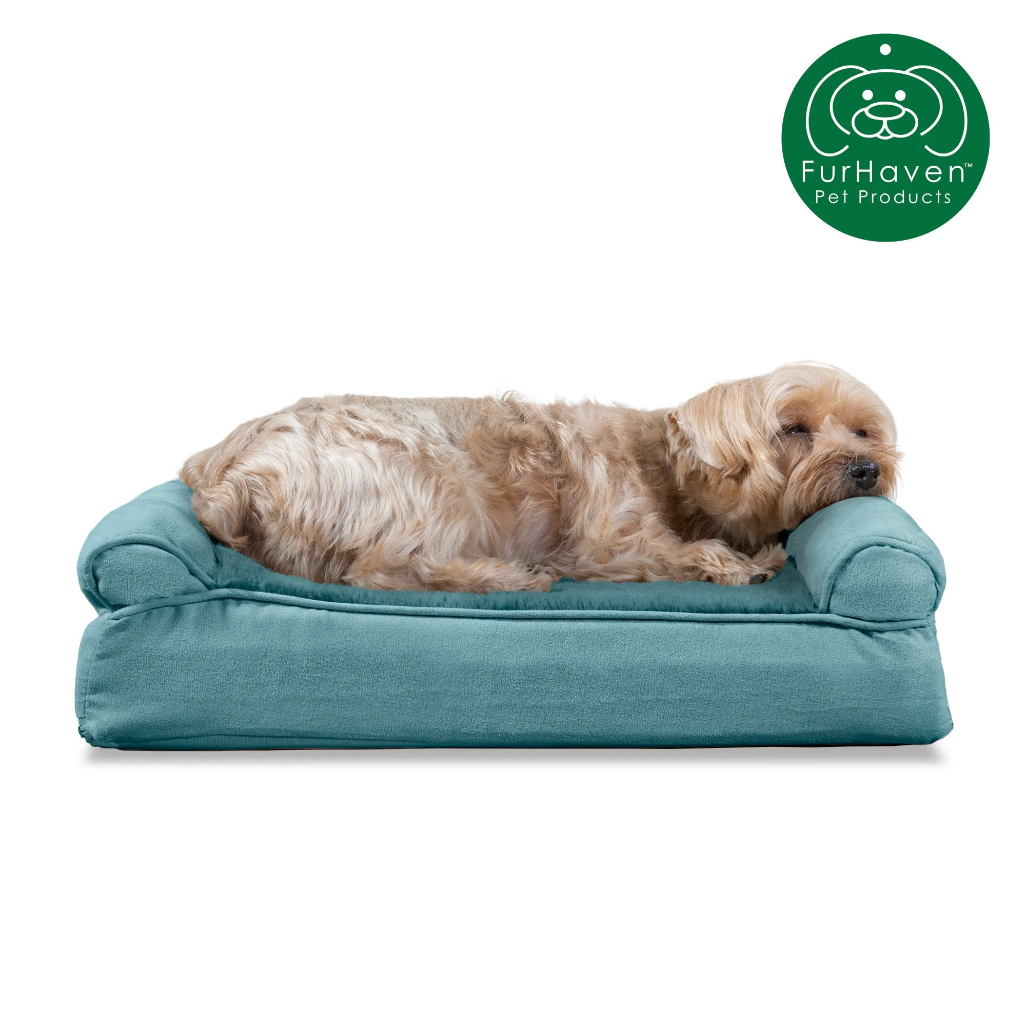 Memory Foam Plush & Suede Couch Pet Bed