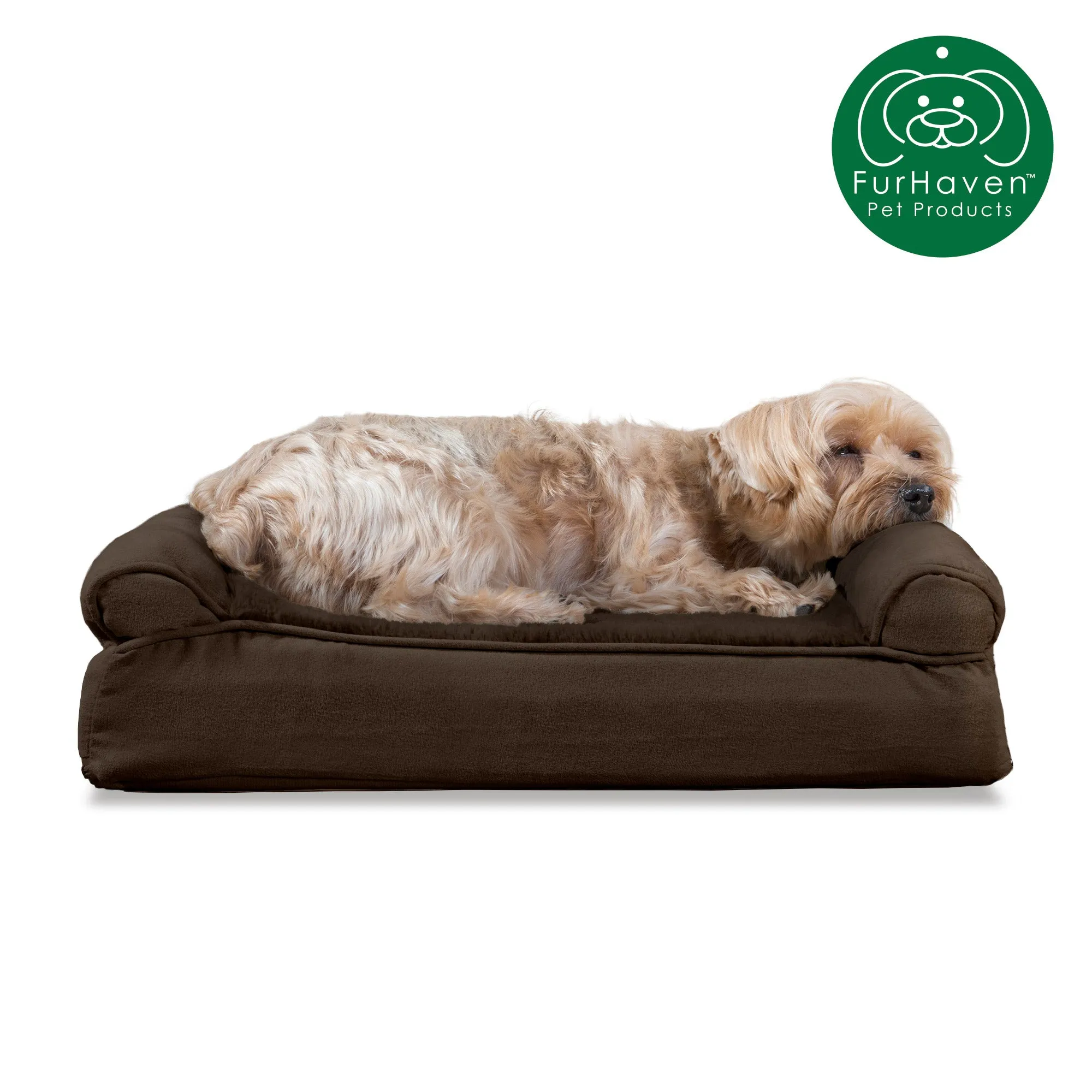 Memory Foam Plush & Suede Couch Pet Bed