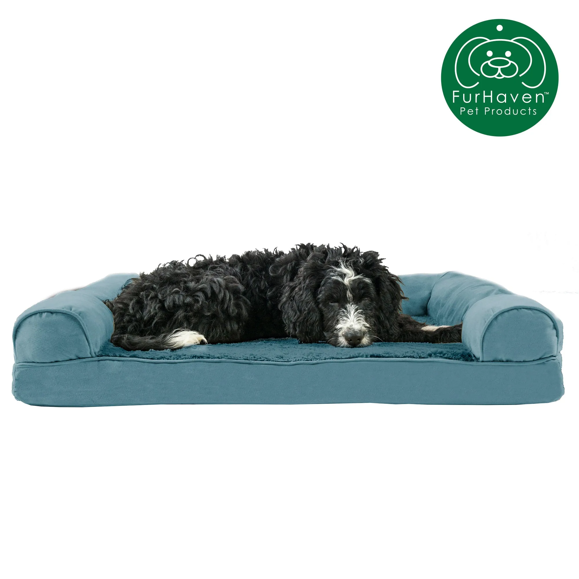 Memory Foam Plush & Suede Couch Pet Bed
