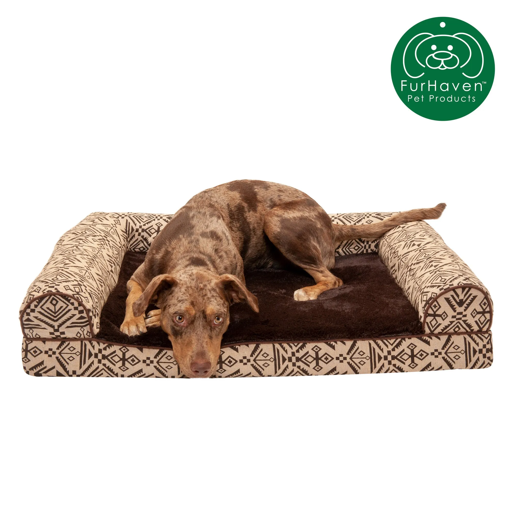 Memory Foam Southwest Kilim Sofa-Style Couch Pet Bed