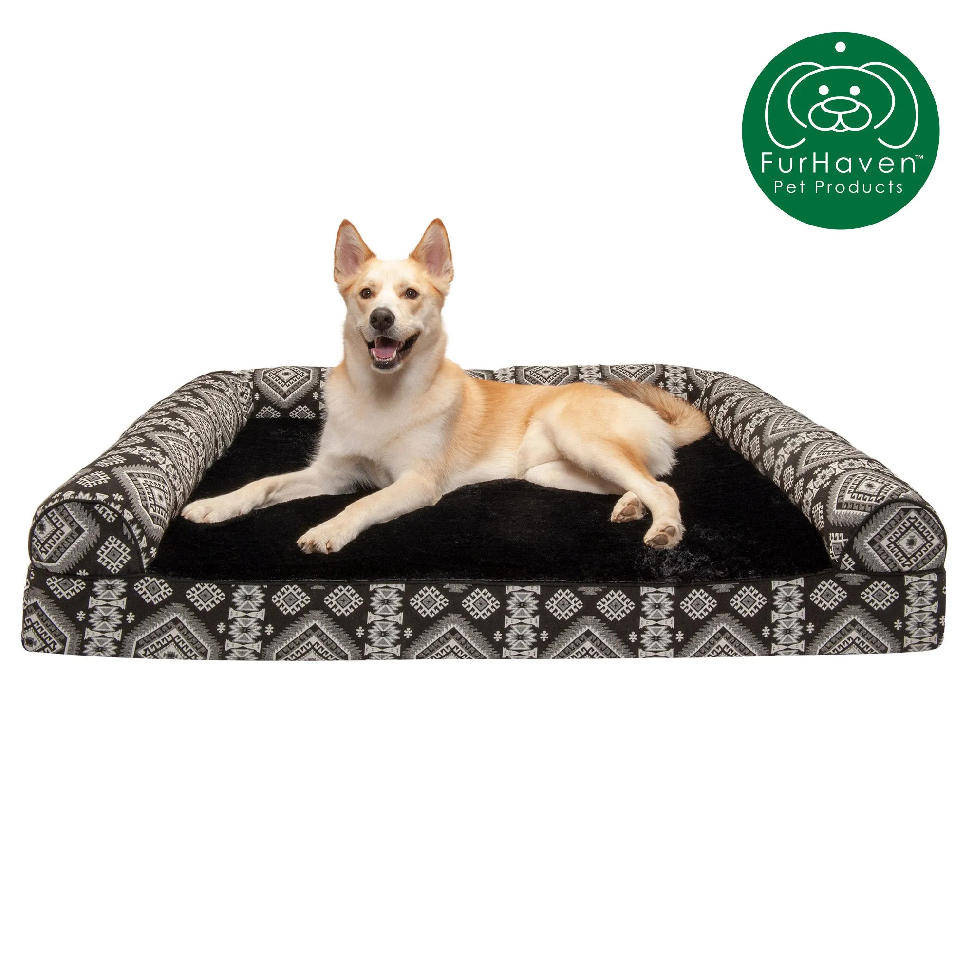 Memory Foam Southwest Kilim Sofa-Style Couch Pet Bed