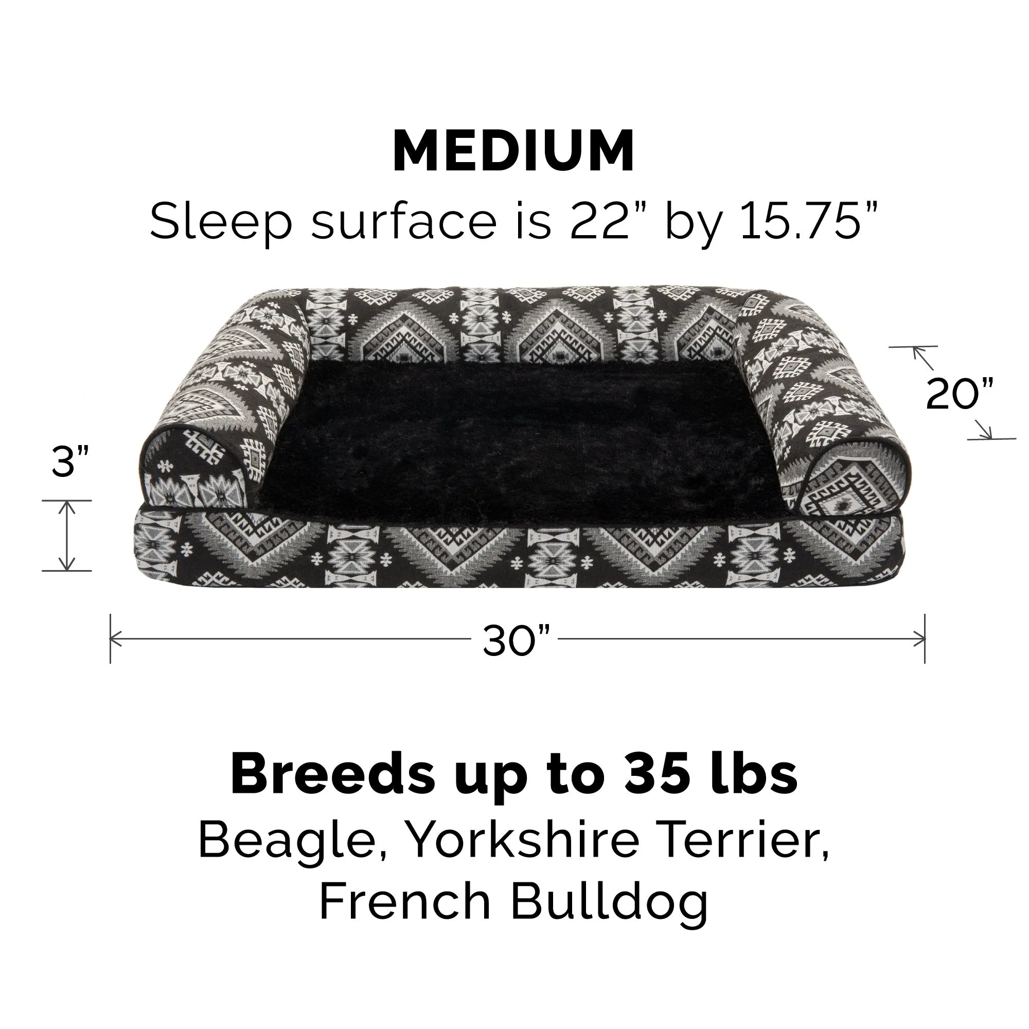 Memory Foam Southwest Kilim Sofa-Style Couch Pet Bed