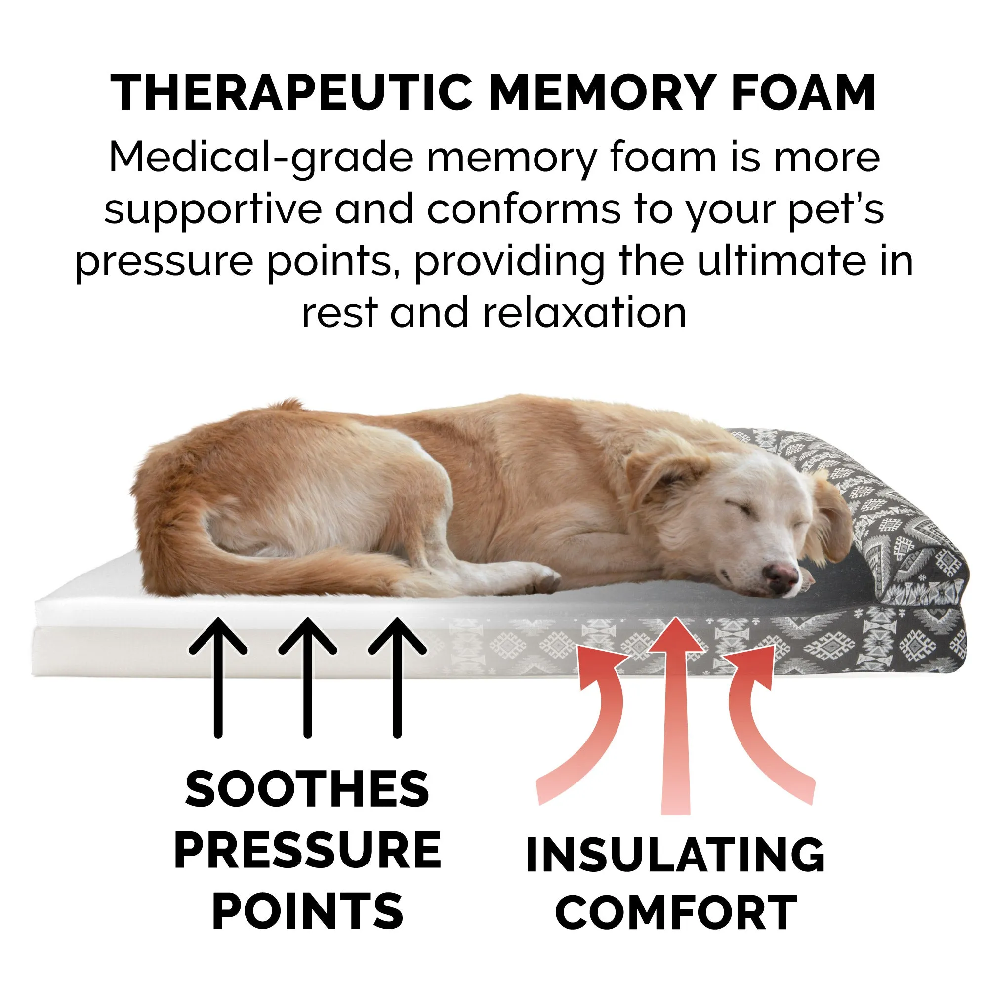 Memory Foam Southwest Kilim Sofa-Style Couch Pet Bed
